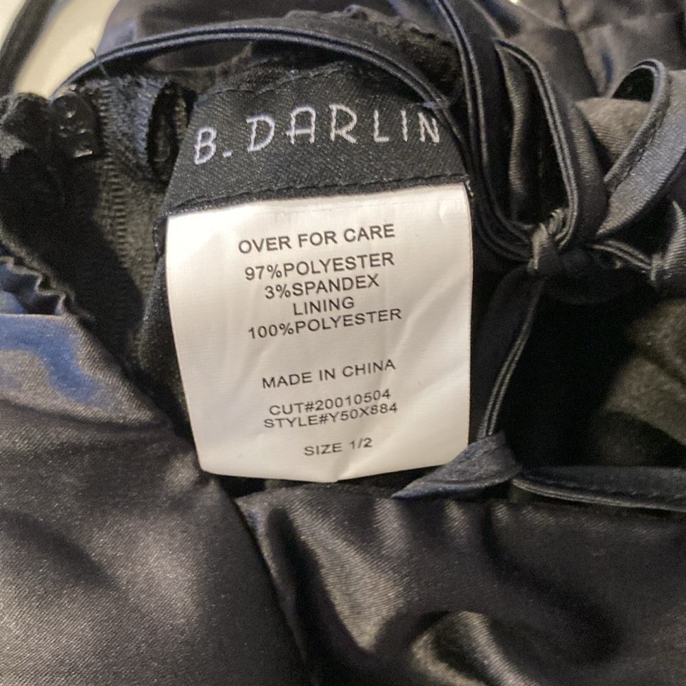 NWT B. Darlin Cowl Neck Rhinestone Strap Satin Party Dress Black Size 1/2 & 3/4 - Picture 8 of 11